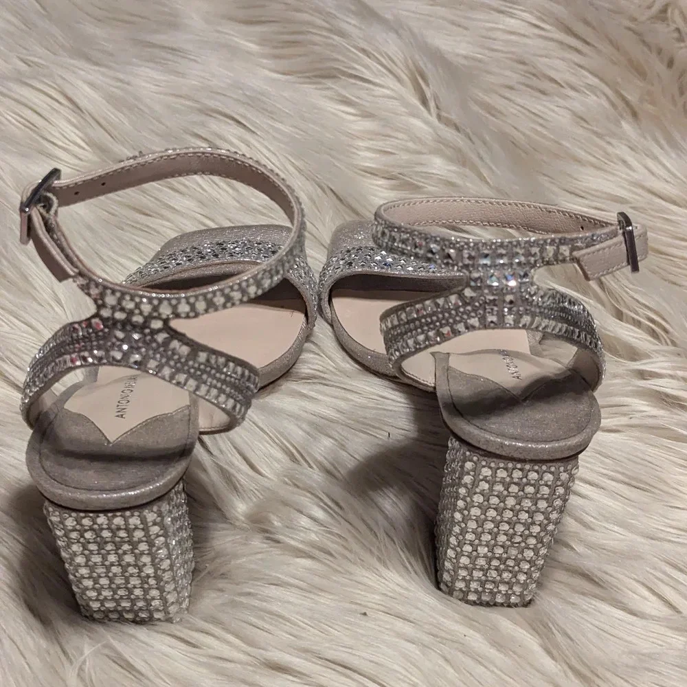 Antonio Melanie Marryanna embellished rhinestone ankle strap heels / sandals 7M - Picture 3 of 6